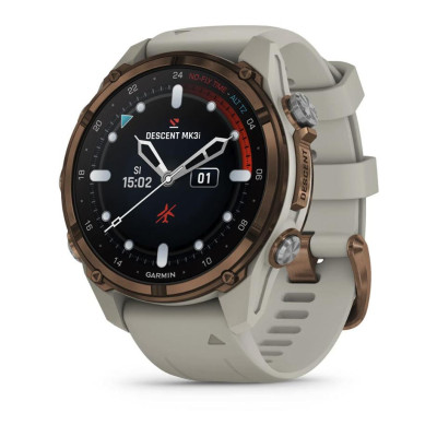 Спортивний годинник Garmin Descen Mk3i – 43 mm Bronze PVD Titanium with French Gray Silicone Band (010-02753-13/14)