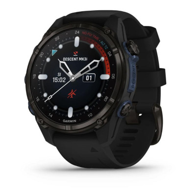 Спортивний годинник Garmin Descent Mk3i – 43 mm Carbon Gray DLC Titanium w. Black Silicone Band (010-02753-10/11)