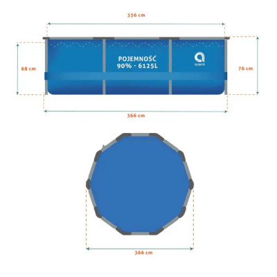 Басейн каркасний Avenli 366х76 см 16в1