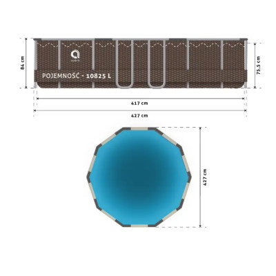 Басейн каркасний Avenli 427х84см 15в1 (коричневий)