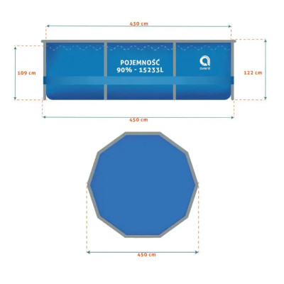 Басейн каркасний Avenli 450х122 см 18в1