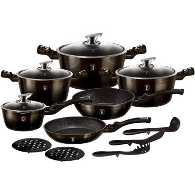 Набір посуду Berlinger Haus Shiny Black 18 предметів (BH-6614)