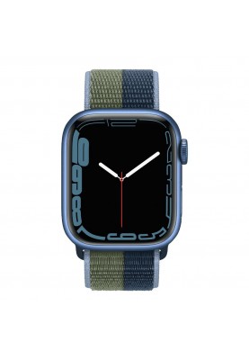 Смарт-годинник Apple Watch Series 7 GPS 45mm Blue Aluminum Case With Abyss Blue/Moss Green Sport Loop (MKNR3)