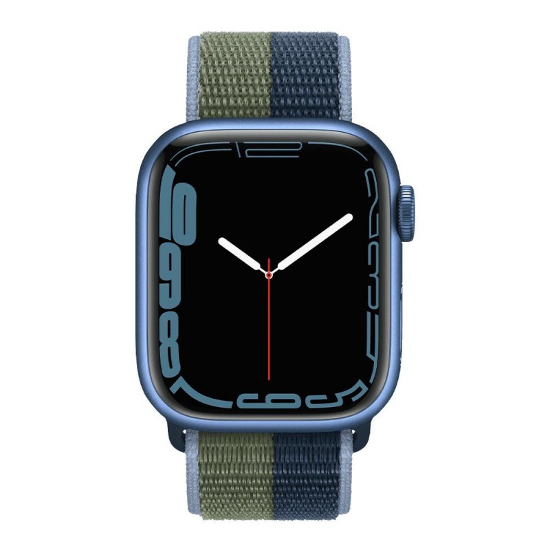 Смарт-годинник Apple Watch Series 7 GPS 45mm Blue Aluminum Case With Abyss Blue/Moss Green Sport Loop (MKNR3)