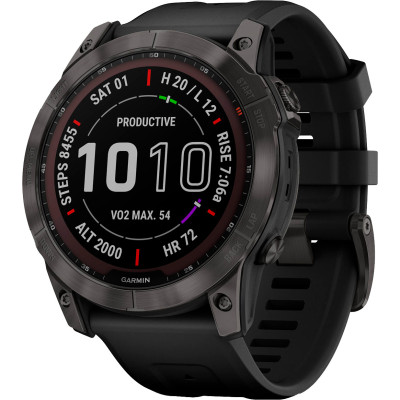 Смарт-годинник Garmin Fenix 7X Sapphire Solar C. Grey DLC Titanium w. Carbon Grey DLC Vented T. Band (010-02541-27)