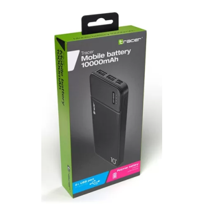 Зовнішній акумулятор Trainer Powerbank 10000 MAH 2A SLIM BLACK (TRABAT46961)