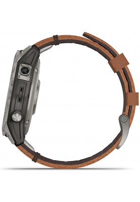 Смарт-годинник Garmin Fenix 7 Sapphire Solar Titanium with Chestnut Leather Band (010-02540-31)