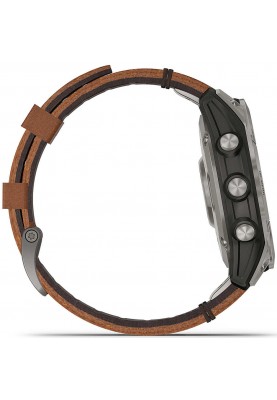 Смарт-годинник Garmin Fenix 7 Sapphire Solar Titanium with Chestnut Leather Band (010-02540-31)