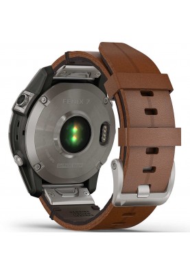 Смарт-годинник Garmin Fenix 7 Sapphire Solar Titanium with Chestnut Leather Band (010-02540-31)