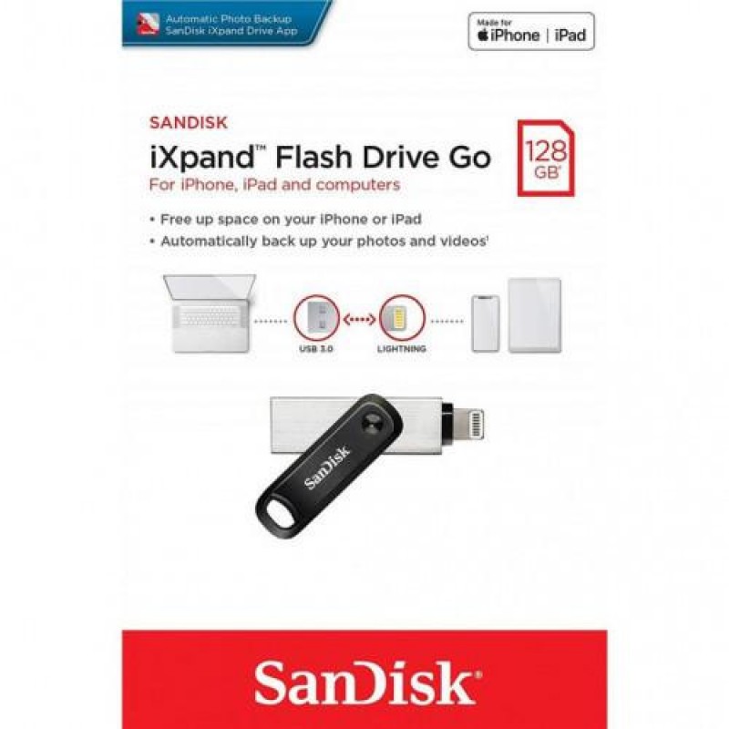 Флешка SanDisk 128 GB iXpand Go USB 3.0/Lightning (SDIX60N-128G-GN6NE)