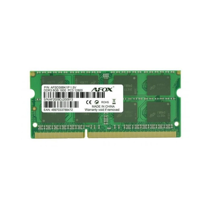 Пам'ять для ноутбуків AFOX 8 GB SO-DIMM DDR3 1600 MHz (AFSD38BK1P)