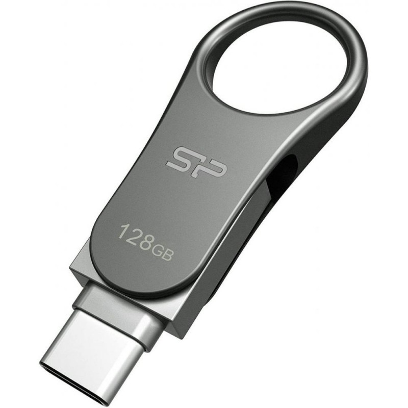 Флешка Silicon Power 128 GB DriveMobile C80 USB 3.1 + Type-C Silver (SP128GBUC3C80V1S)