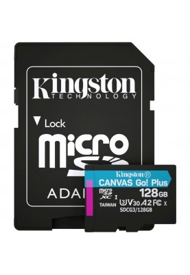 Карта пам'яті Kingston 128 GB microSDXC class 10 UHS-I U3 Canvas Go! Plus + SD Adapter SDCG3/128GB