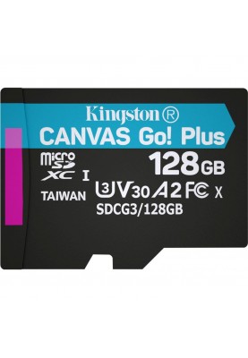 Карта пам'яті Kingston 128 GB microSDXC class 10 UHS-I U3 Canvas Go! Plus + SD Adapter SDCG3/128GB