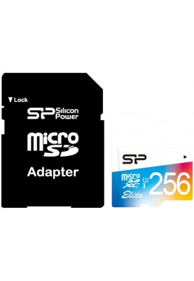 Карта пам'яті Silicon Power 256 GB microSDXC UHS-I Elite COLOR + SD adapter SP256GBSTXBU1V21SP