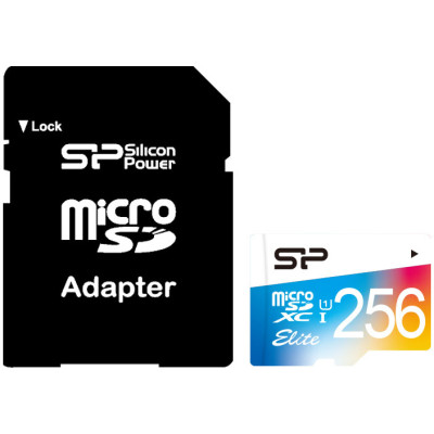 Карта пам'яті Silicon Power 256 GB microSDXC UHS-I Elite COLOR + SD adapter SP256GBSTXBU1V21SP