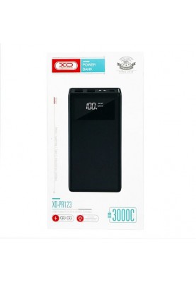 Зовнішній акумулятор (Power Bank) XO PR123 30000 mAh Black