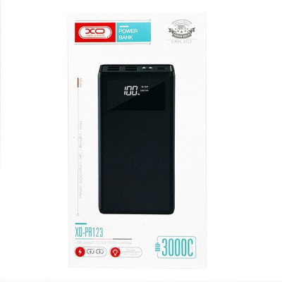 Зовнішній акумулятор (Power Bank) XO PR123 30000 mAh Black