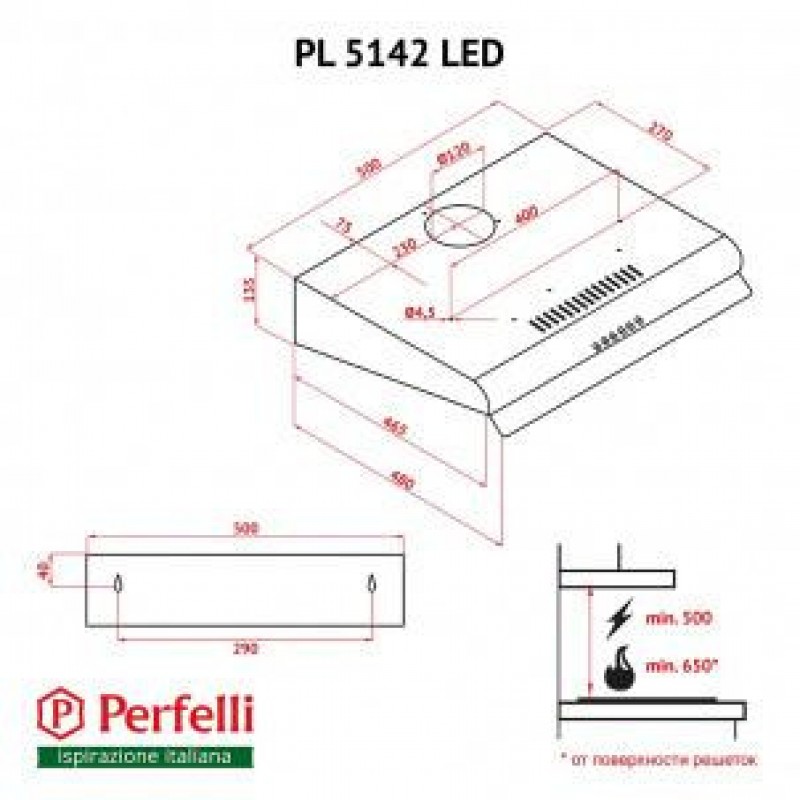 Витяжка плоска Perfelli PL 5142 BR LED