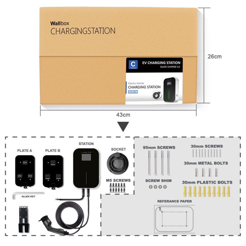 Заряджання для електромобілів WALLBOX BS20-BC 22KW