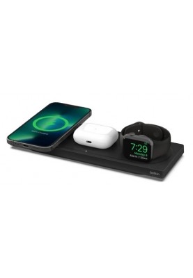 Зарядний пристрій Belkin BoostCharge Pro3-in-1 Wireless Charging Pad with Official MagSafe (Black)