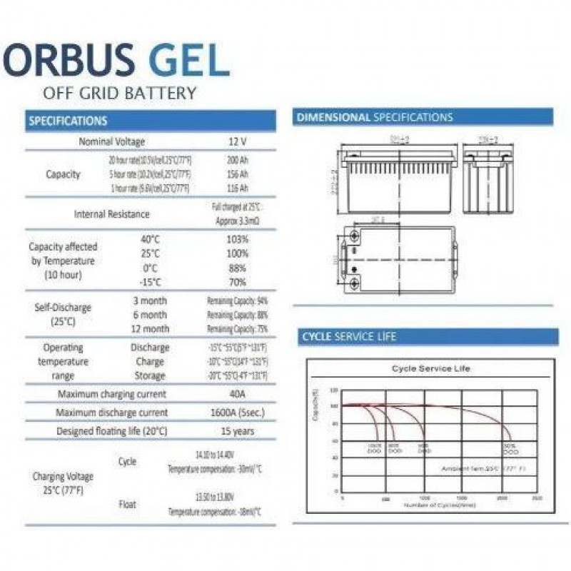 Акумулятор для ДБЖ OR-TEC 12V 100 AH GEL