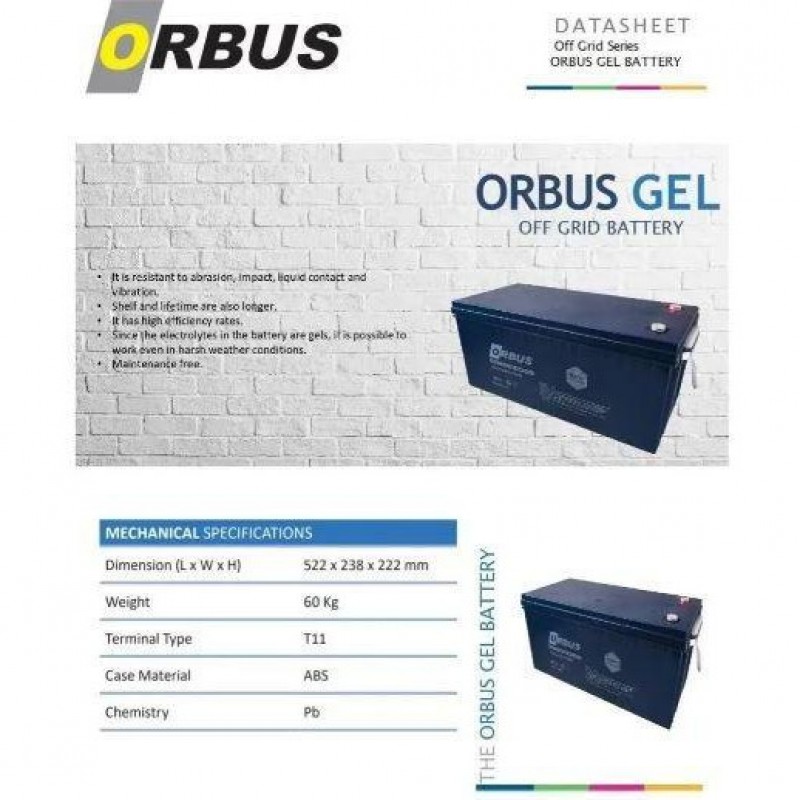 Акумулятор для ДБЖ ORBUS CG12200 GEL 12 - 200 AH