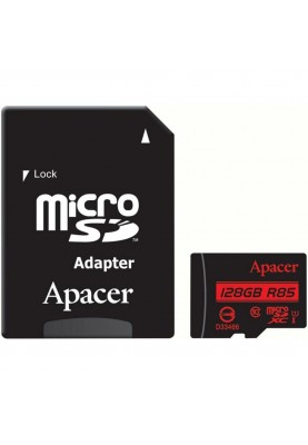 Карта пам'яті Apacer 128 GB microSDXC Class 10 UHS-I R85 + SD adapter AP128GMCSX10U5-R