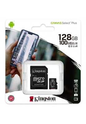 Карта пам'яті Kingston 128 GB microSDXC Class 10 UHS-I Canvas Select Plus + SD Adapter SDCS2/128GB