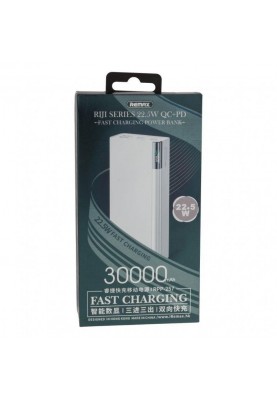 Зовнішній акумулятор (павербанк) REMAX Riji 30000mAh QC 22.5W White (RPP-257)