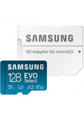 Карта пам'яті Samsung 128 GB microSDXC UHS-I U3 V30 A2 Select EVO + SD Adapter MB-ME128KA