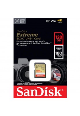 Карта пам'яті SanDisk 128 GB SDXC UHS-I U3 V30 Extreme (SDSDXVA-128G-GNCIN)