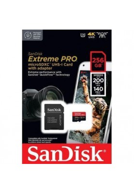 Карта пам'яті SanDisk 256 GB microSDXC UHS-I U3 Extreme Pro + SD Adapter SDSQXCD-256G-GN6MA