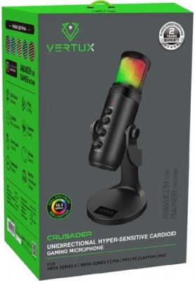 Мікрофон для ПК/ для стрімінгу, подкастів Vertux Crusader USB Black