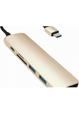 Мультипортовий адаптер Satechi Aluminum Type-C Slim Multi-Port Adapter 4K V2 Gold (ST-SCMA2G)