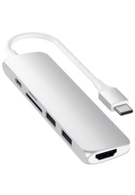 Мультипортовий адаптер Satechi Slim Aluminum Type-C Multi-Port Adapter 4K Silver (ST-SCMA2S)
