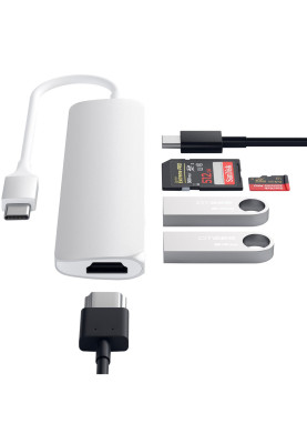 Мультипортовий адаптер Satechi Slim Aluminum Type-C Multi-Port Adapter 4K Silver (ST-SCMA2S)