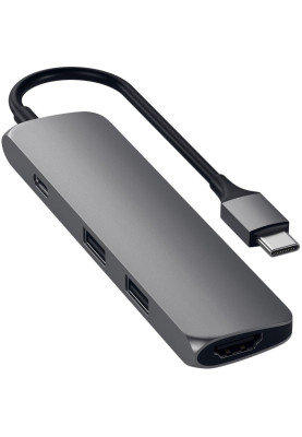 Мультипортовий адаптер Satechi Slim Aluminum Type-C Multi-Port Adapter with Type-C Charging Port Space Gray (ST-CMAM)