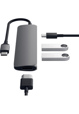 Мультипортовий адаптер Satechi Slim Aluminum Type-C Multi-Port Adapter with Type-C Charging Port Space Gray (ST-CMAM)