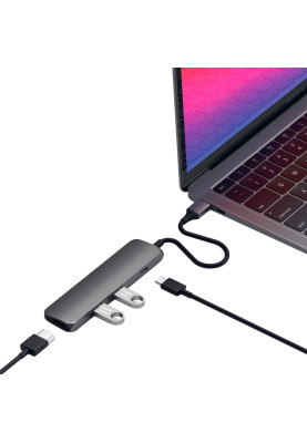 Мультипортовий адаптер Satechi Slim Aluminum Type-C Multi-Port Adapter with Type-C Charging Port Space Gray (ST-CMAM)