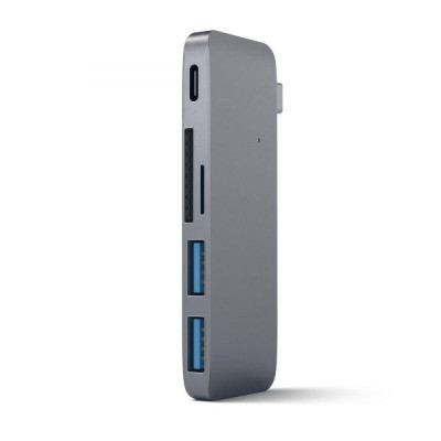 Мультипортовий адаптер Satechi Type-C USB 3.0 Pass-through Hub Space Gray (ST-TCUPM)