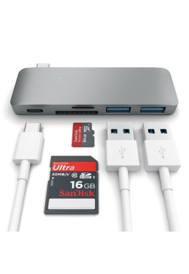 Мультипортовий адаптер Satechi Type-C USB 3.0 Pass-through Hub Space Gray (ST-TCUPM)