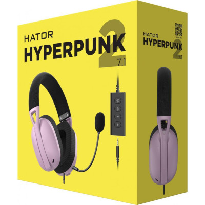 Навушники з мікрофоном HATOR Hyperpunk 2 USB 7.1 Black/Lilac (HTA-849)