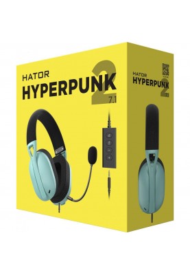 Навушники з мікрофоном HATOR Hyperpunk 2 USB 7.1 Black/Mint (HTA-848)