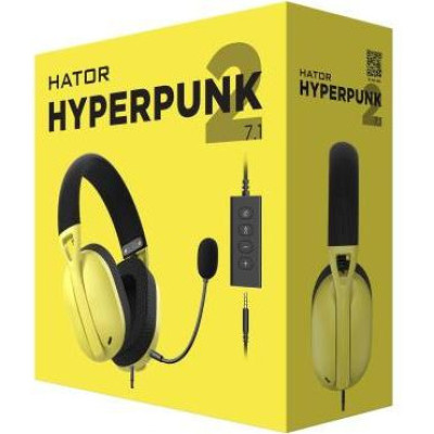 Навушники з мікрофоном HATOR Hyperpunk 2 USB 7.1 Black/Yellow (HTA-847)