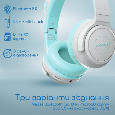 Навушники з мікрофоном Promate Panda Aqua (panda.aqua) Навушники з мікрофоном Promate Panda Aqua (panda.aqua)