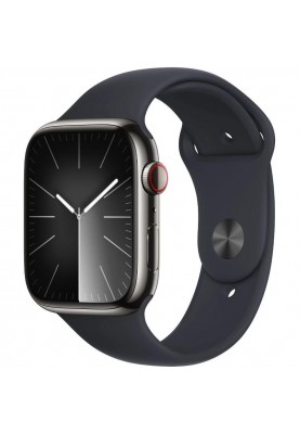 Смарт-годинник Apple Watch Series 9 GPS + Cellular 45mm Graphite S. Steel Case w. Midnight Sport Band - S/M (MRMV3)