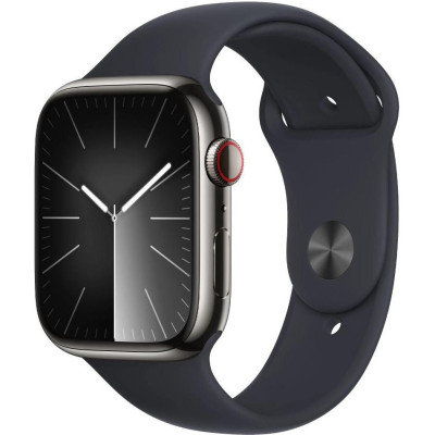 Смарт-годинник Apple Watch Series 9 GPS + Cellular 45mm Graphite S. Steel Case w. Midnight Sport Band - S/M (MRMV3)