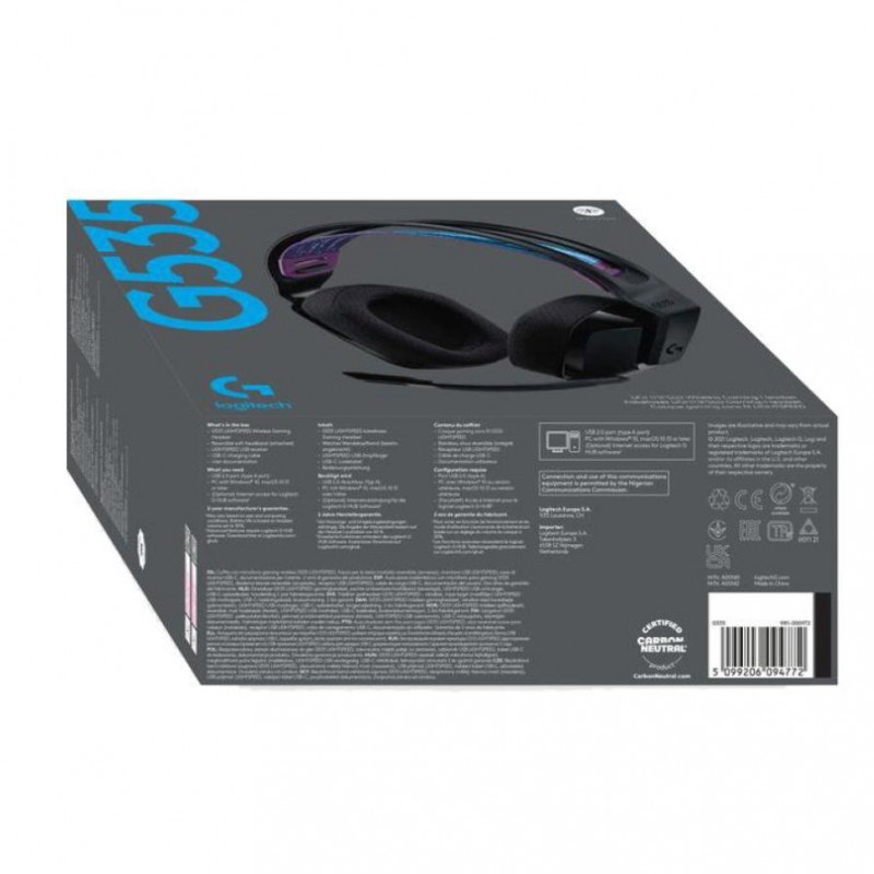 Навушники з мікрофоном Logitech G535 Lightspeed Wireless Gaming Headset (981-000972)