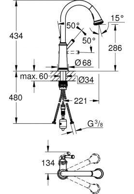 Одноважільний змішувач для миття Grohe Gloucester (30422DC0)